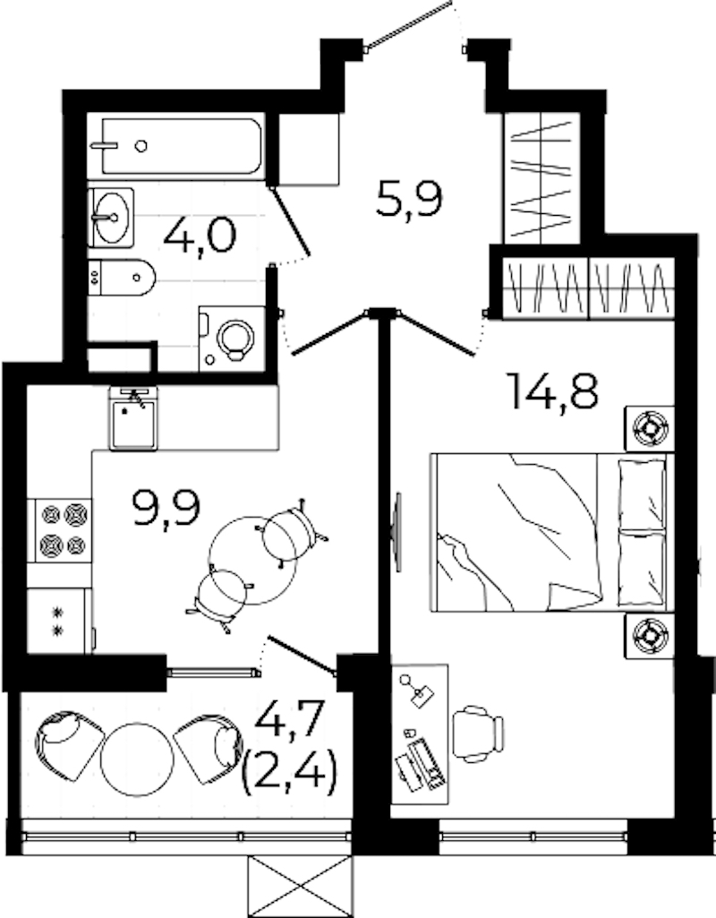 1-комнатная квартира 37 м², 9/12 эт., ЖК «А101 Всеволожск»